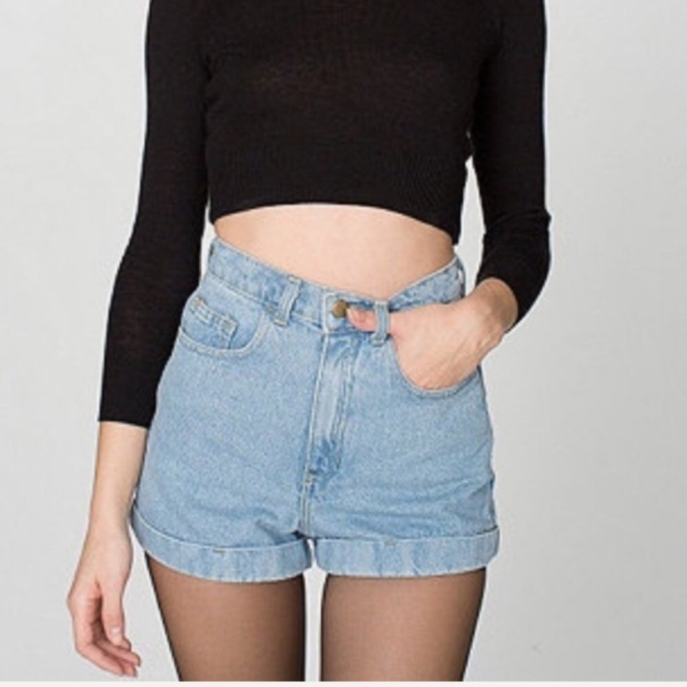 American Apparel Cuffed Denim Shorts